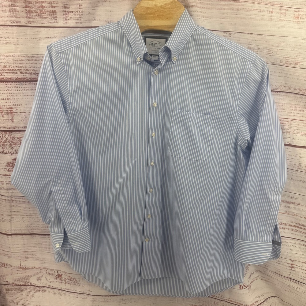 Charles Tyrwhitt Shirt Mens 2XL Classic‎ Fit Non-Iron Striped 18 35 46 89